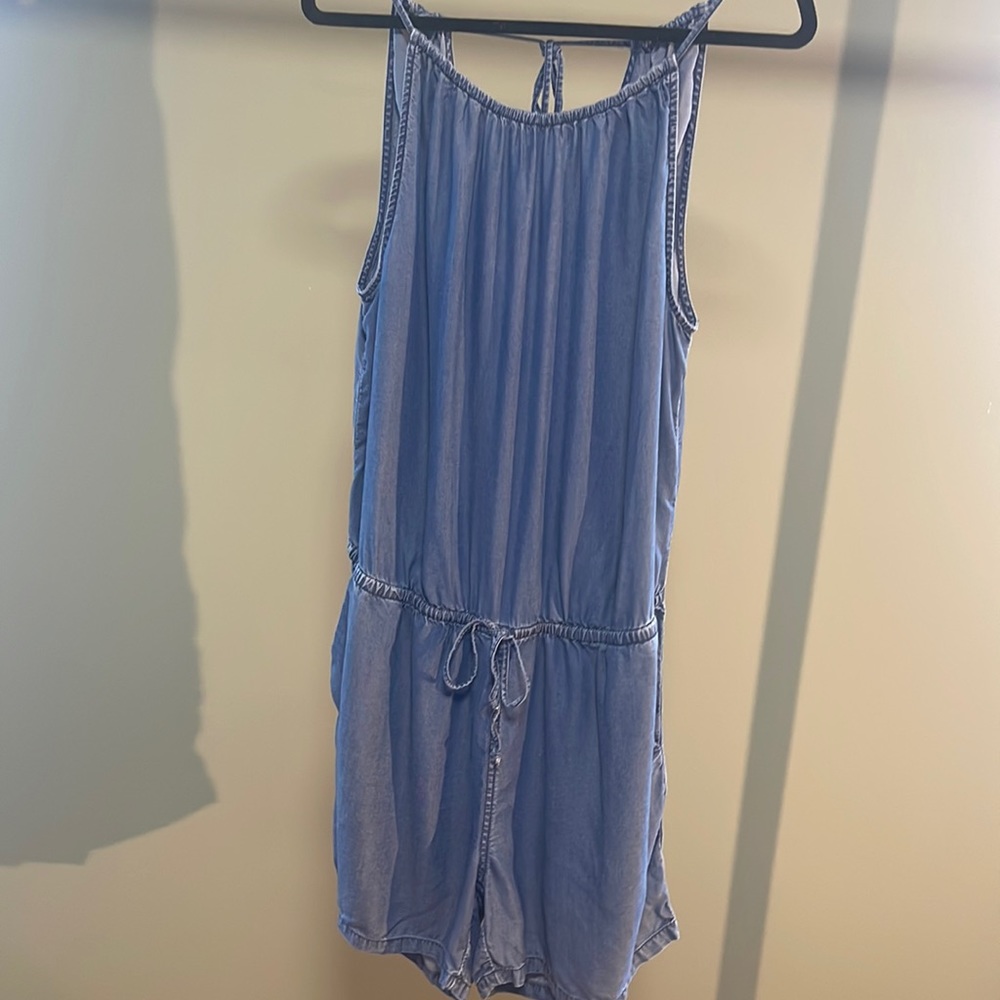 Blue denim looking shorts romper unworn in excellent condition.